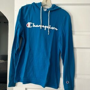 Turquoise champion light hooded sweatshirt size Men’s small